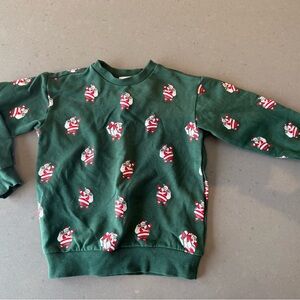 Green Santa Print Kids Sweatshirt